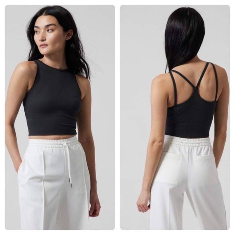 Athleta Aurora High Neck Cropped Tank, Black